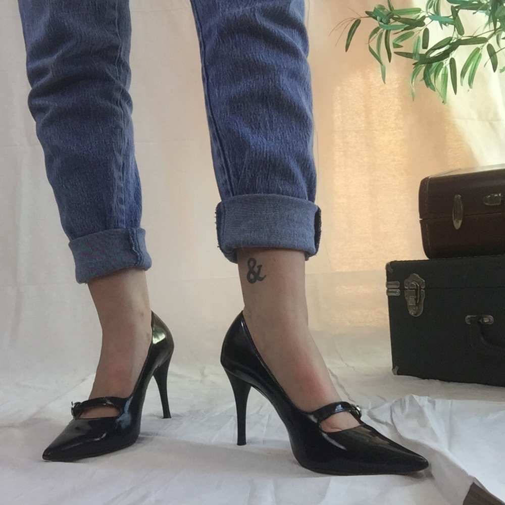 Black Michael Kors Patent Leather Strap High Heels